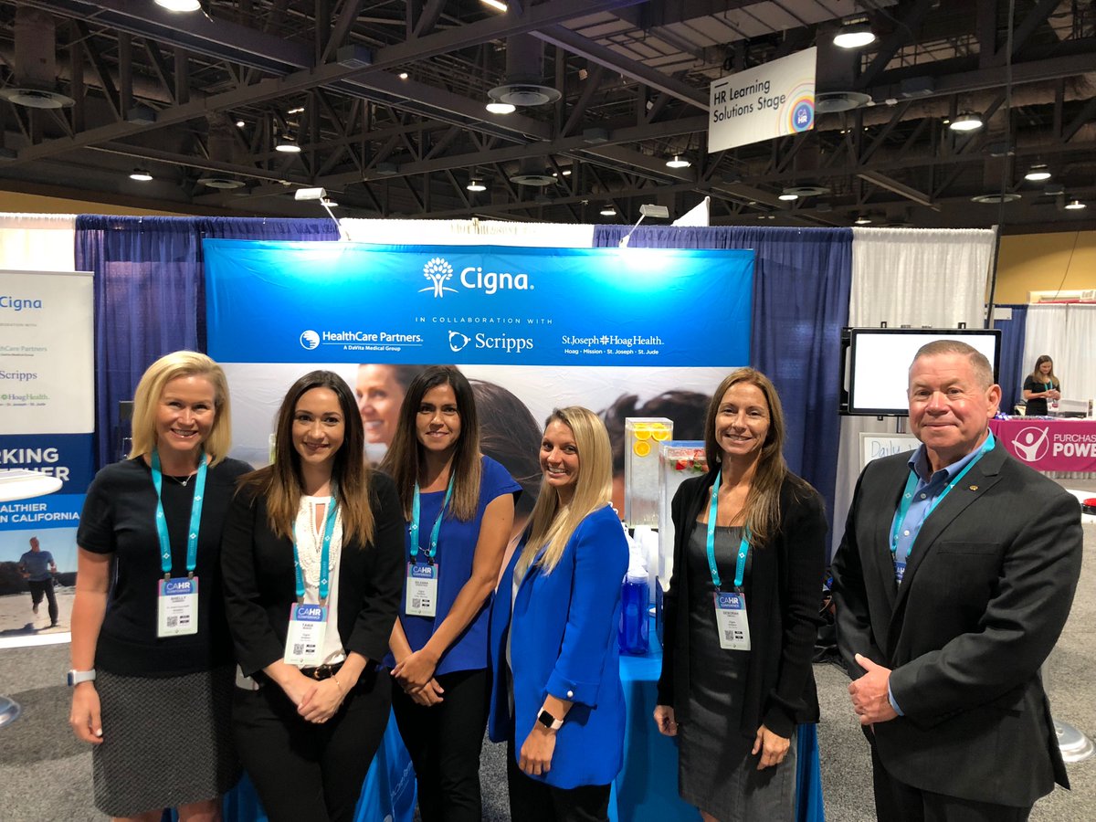 Cigna's tweet photo. Proud to have our partners @ScrippsHealth, @StJoeHealth and @HelloHCP onsite with us at this year’s @CAHRConference! #CAHR18 #CignaCA https://t.co/dQaQxbTKif https://t.co/IlGTWoAo9a