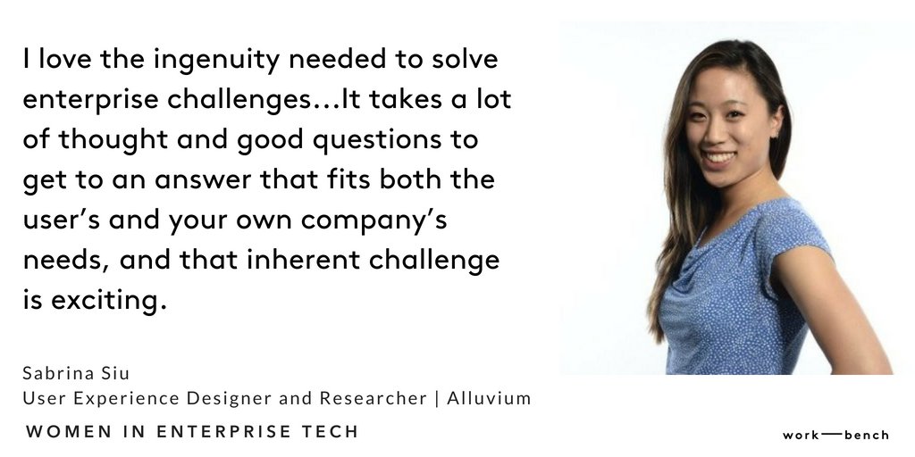 Work_Bench's tweet photo. Women in Enterprise Tech: featuring @sabrinajsiu, User Experience Designer and Researcher at @alluvium.

#womenterprise #navigate18

https://t.co/77Z5hHpOP0 https://t.co/r53vm6E5cm