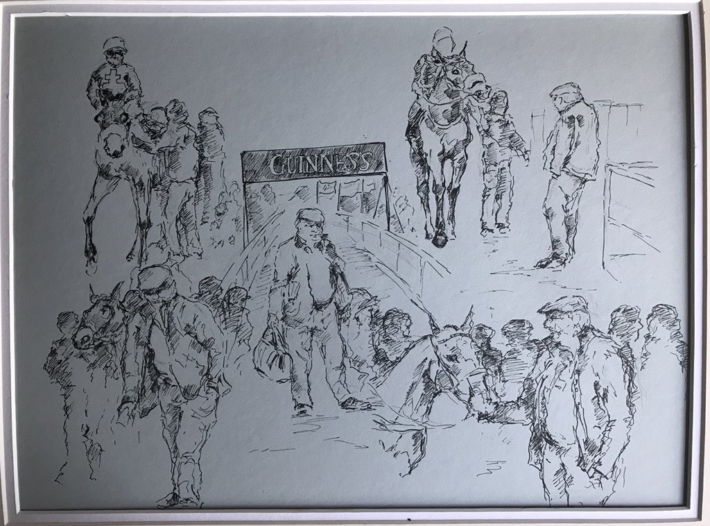 Working on a quick pen and watercolour montage . About 2 hrs in so far . #somethingdifferent #listowelraces  #artistwork  @ListowelRaces