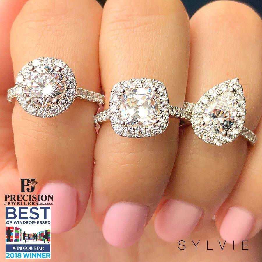 How gorgeous are these Sylvie rings? 😍  Which cut would you choose?
Stop by to explore our collection today <a href="/PrecisionJewel/">Precision Jewellers</a> #engagementring #jewellery #creatingmomentstoremember
