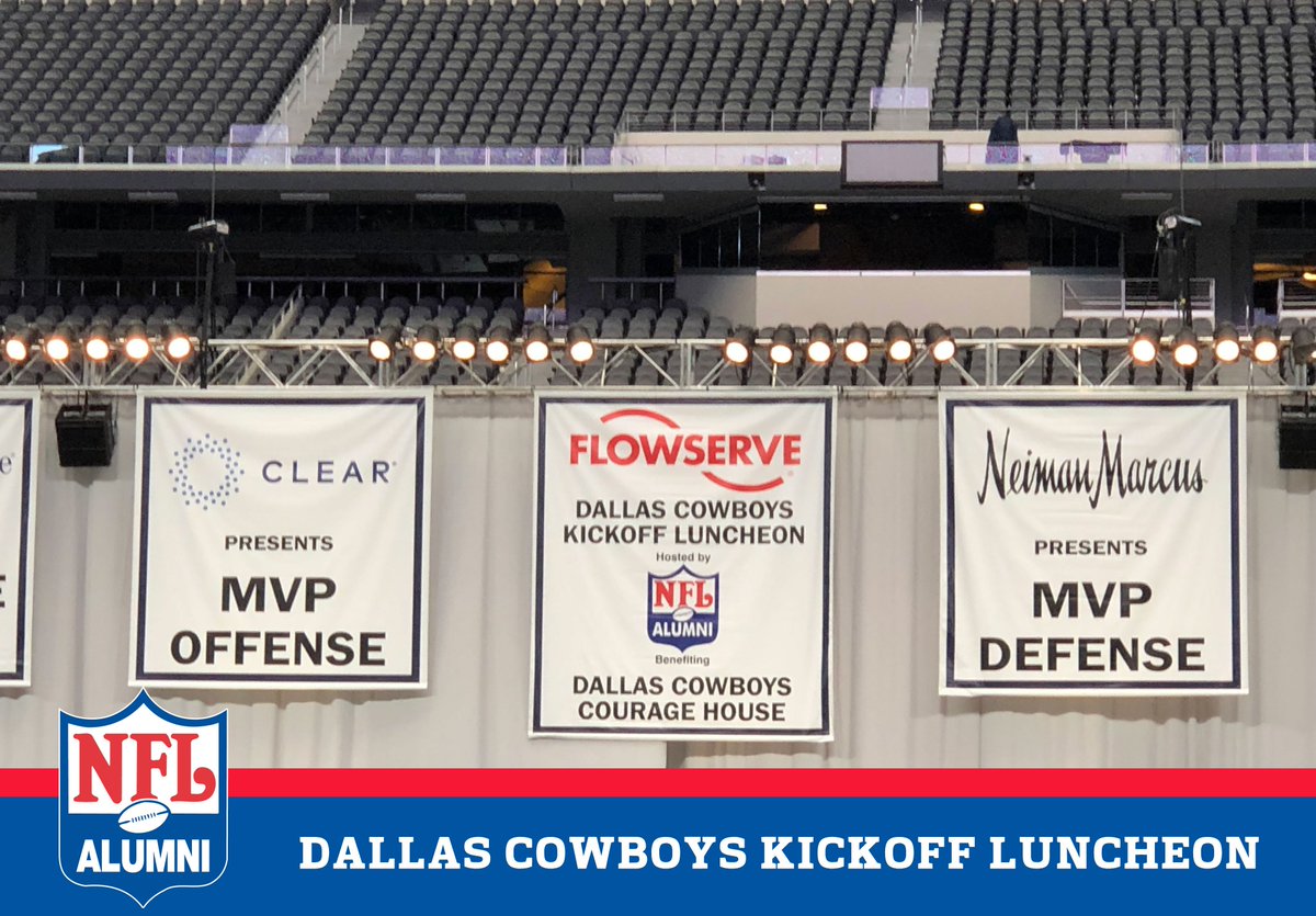 NFLAlumni's tweet photo. The NFL Alumni team has arrived at the @Flowserve @DallasCowboys Kickoff Luncheon- Hosted by the NFL Alumni Dallas Chapter (Benefiting the #DallasCowboys Courage House)! #NFLAlumni #Cowboys4Kids https://t.co/R7ZT40mhKI