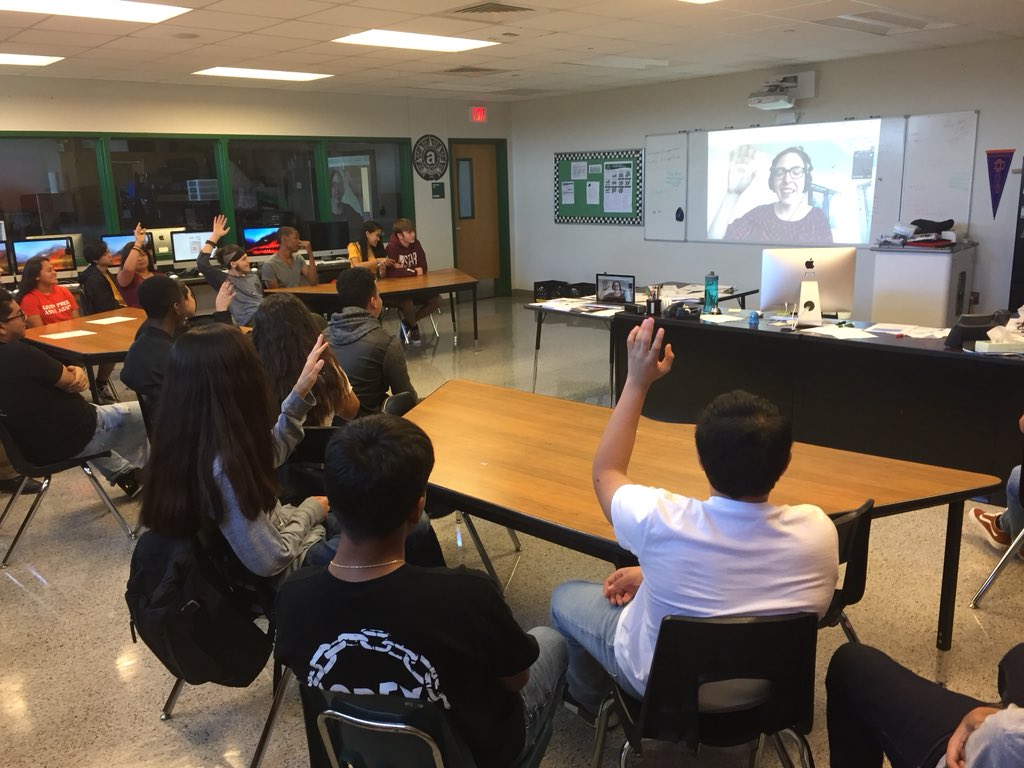 A big thank you to @reportinglabs <a href="/eyes107/">Elis Estrada</a> for the video chat with the <a href="/JBConnallyHS/">Connally High School</a> students. Their pumped about creating awesome segments! 
<a href="/pfisd/">Pflugerville ISD</a>