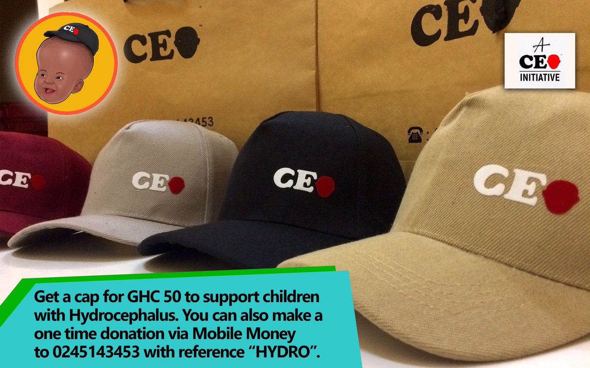 iMichaelWhite's tweet photo. Kindly get a cap for just GHC 50 to support Children with Hydrocephalus. You can also make a one time donation via Mobile Money to 0245143453 with reference HYDRO.
Thank you for supporting this great initiative. RT 🙏🏻😊

#CEO™ https://t.co/oB29Hi7isx