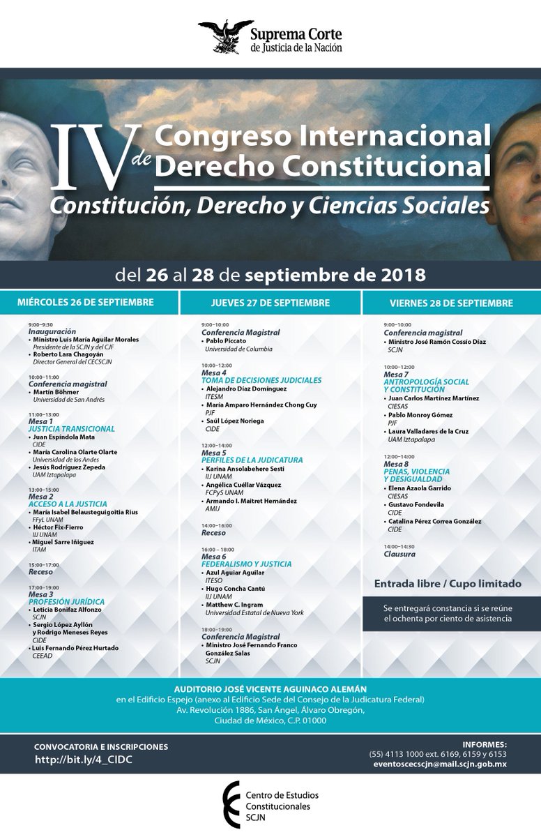 rolarch's tweet photo. Les invitamos a asistir al IV Congreso Internacional de Derecho Constitucional del #CECSCJN “Constitución, Derecho y Ciencias Sociales”, a celebrarse los próximos 26, 27 y 28 de septiembre. La convocatoria y el programa están disponibles en el sig. enlace: https://t.co/tzuH2s2xcx https://t.co/4WWtsZunuV