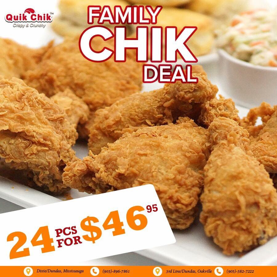 quikchikca's tweet photo. Eating together is the best way to eat!!! 
Order a memorable Quik Chik meal for the entire family! 
⭐️ 24 Chicken Pieces for $46.95⭐️
⭐️Make it a complete meal for $65.95 —-> 24 Chicken Pieces + 4 Large Regular Sides + 12 Biscuits⭐️

ORDER ONLINE: https://t.co/4BtlQfjSfE https://t.co/RWJY4VTnlO