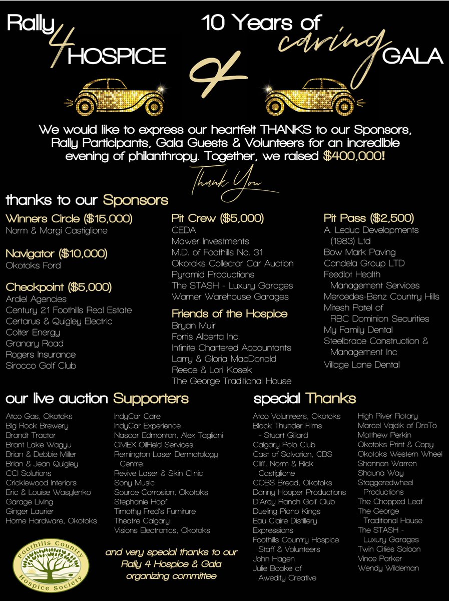 THANK YOU! ❤️❤️❤️ 08.11.2018 will go down in the books as a truly incredible day of #philanthropy in the #foothills! #400Kraised #rally4hospice #okotoks #yyc @PyramidProTV <a href="/feedlothealth/">Feedlot Health by TELUS Agriculture</a> <a href="/mercedesbenzch/">Mercedes-Benz Country Hills</a> <a href="/duelpianokings/">Dueling Piano Kings</a> <a href="/HooperDanny/">Danny Hooper</a>