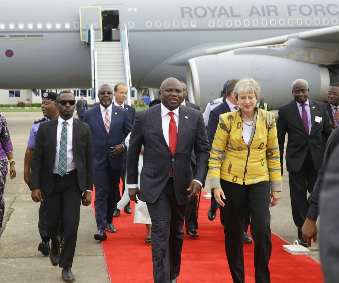 AkinwunmiAmbode's tweet photo. The British Prime Minister, Theresa May, stopped over in Lagos as part of her 3-day visit to Africa. https://t.co/J4EBVa9QK9