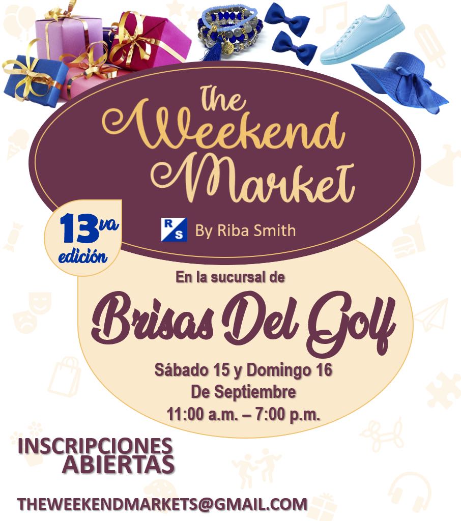 Riba_Smith's tweet image. 🚨Inscripciones Abiertas para el próximo #TheWeekendMarket #BrisasdelGolf 🚨Nos vemos nuevamente en el espacio mas IN con artesanos locales en #TheWeekendMarketRS de #RibaSmith #BrisasdelGolf 💁para este 15 y 16 de septiembre ¡Inscríbete a theweekendmarkets@gmail.com!