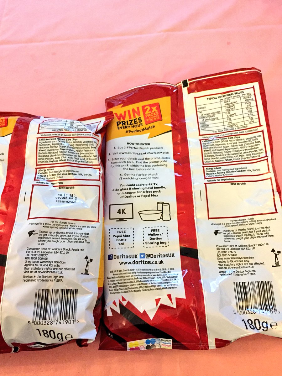 DebiArmitage's tweet photo. OMG #walkerscrisps #doritos this is not a #perfectmatch no sell buy date and no code!!!!! https://t.co/q5SOHIMUBX