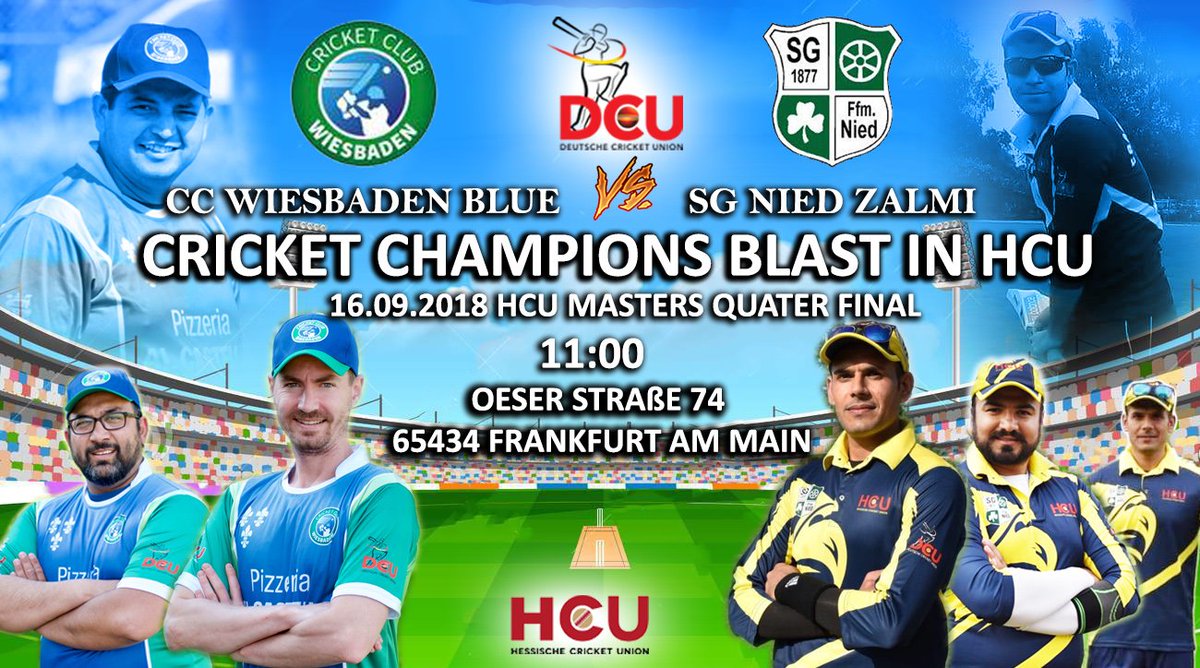 DCricketUnion's tweet photo. @HCU_Cricket Masters Quarter Finals 2018 Match - 4

#Cricket_Club_Wiesbaden_eV vs #SG_Nied_Frankfurt_Zalmi https://t.co/wcAsoBHmSR