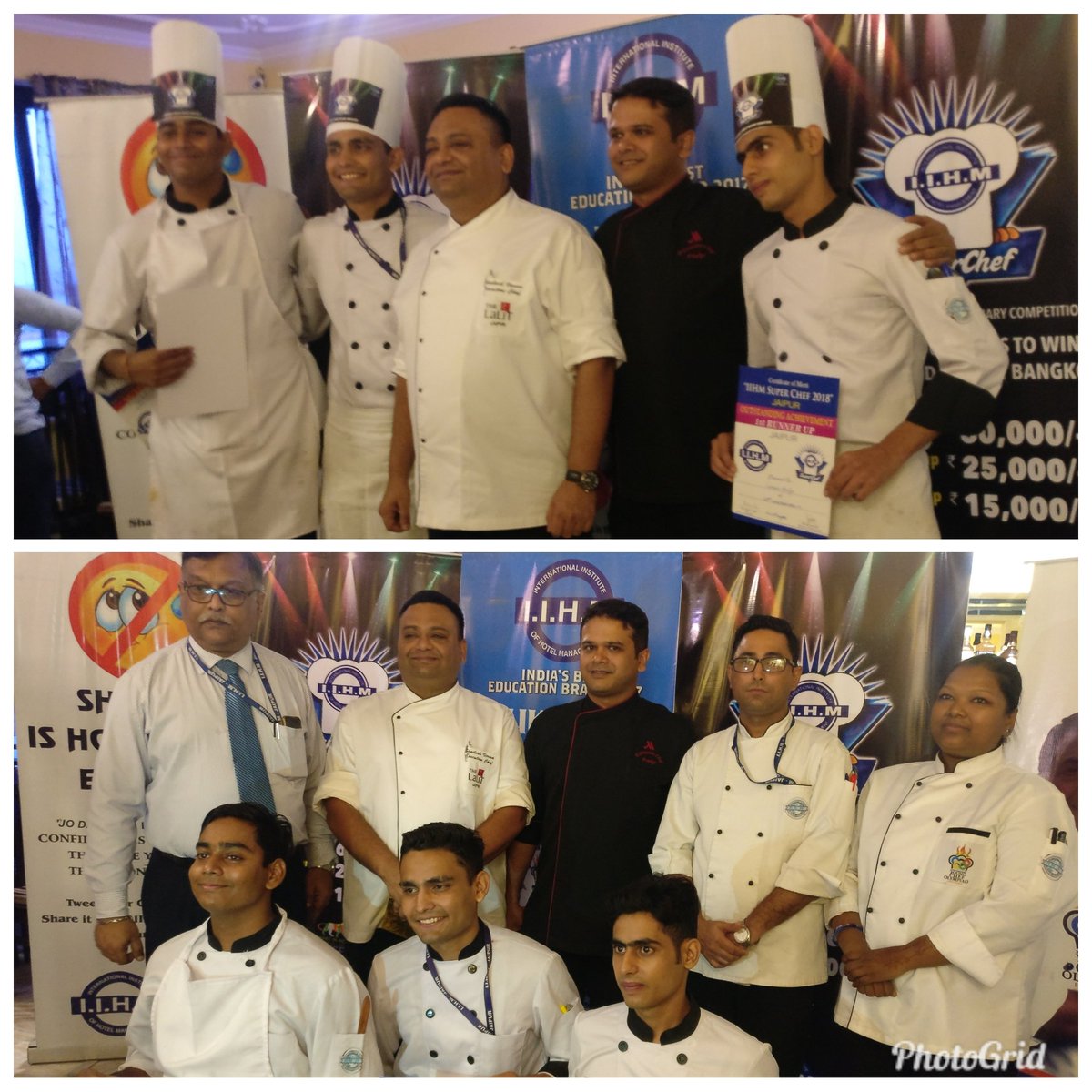 Bijayanee11's tweet photo. Congratulations.. Proud of you all.. 
2nd runner up- Malaya Mathur
1st runner up - Lakhan Ahuja
And
The Winner Manoj Mohriya Presenter of IIHM JAIPUR, Finally ready to fly Bangkok.All d best for d finale round of d awaiting competition..#SuperChef
#IIHMPresenter #iihmhotelschool https://t.co/tEtBUBePIu