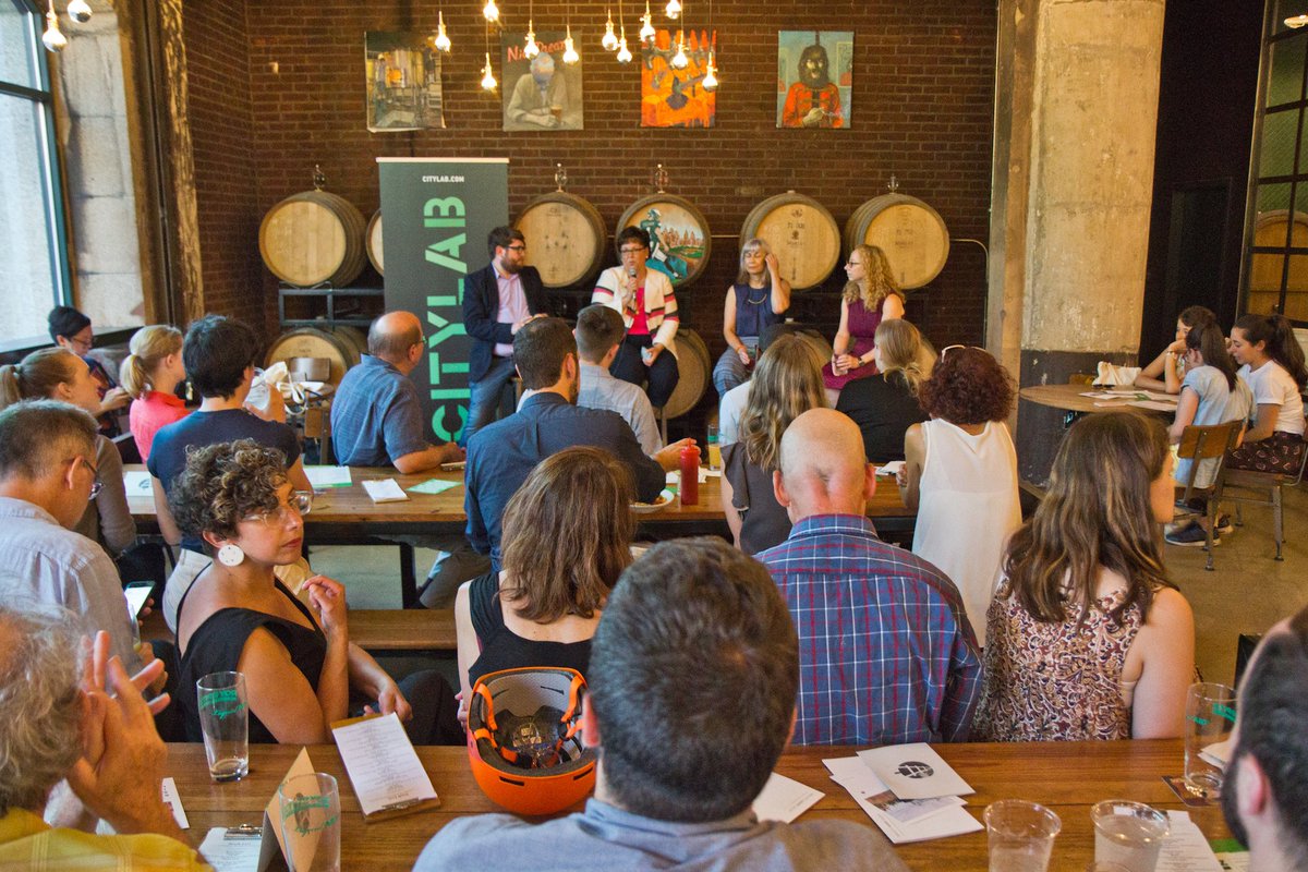 CityLab's tweet photo. Thanks to everyone who came out last night in Philadelphia for our Walk | Talk #HappyHourLab event with @PlanPhilly, featuring a tour of @TheRailPark! (📷: Kimberly Paynter/WHYY) https://t.co/1FFjhfFCqR