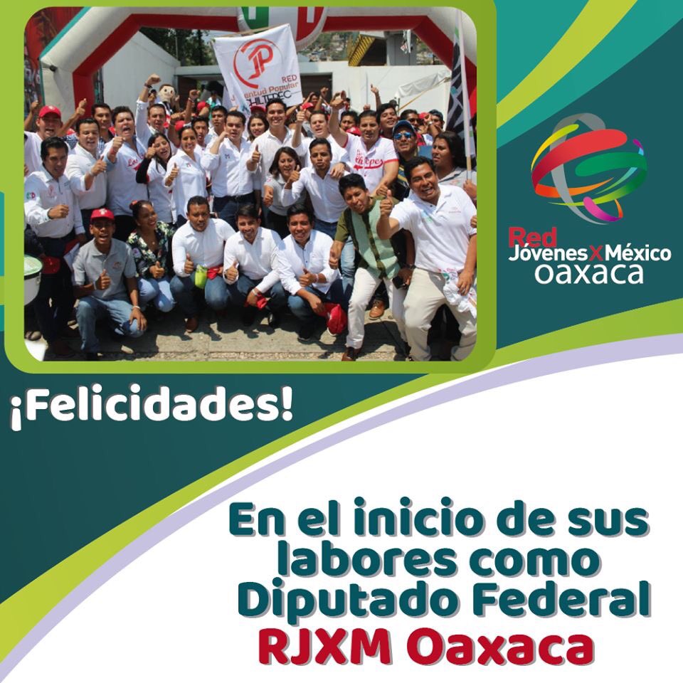 RedOaxaca's tweet photo. ¡El mayor de los éxitos @PabloAnguloB!

En el inicio de esta nueva etapa como Diputado Federal de la #LXIVLegislatura en la #CámaraDeDiputados 

#LxsJóvenesPodemos #México cla https://t.co/7dlvyJw2vR