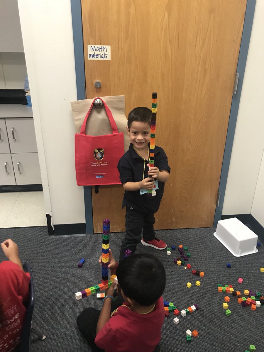 mathcoachtaylor's tweet image. Kinder students are creating TALL towers and more while exploring math manipulatives. #CentralCreates @CentralCFB #cfbmath