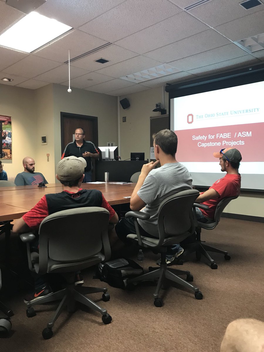 DeweyMann309's tweet photo. Thank you Kent McGuire, @CFAES_OSU Safety and Health Coordinator, @OSUAgSafety team member, for discussing #shopsafety, #resources, #contacts, and #protocol for our #ASM4900 @OhioStateASM Capstone students. @OhioStateFABE https://t.co/Sh3fQn1qJi