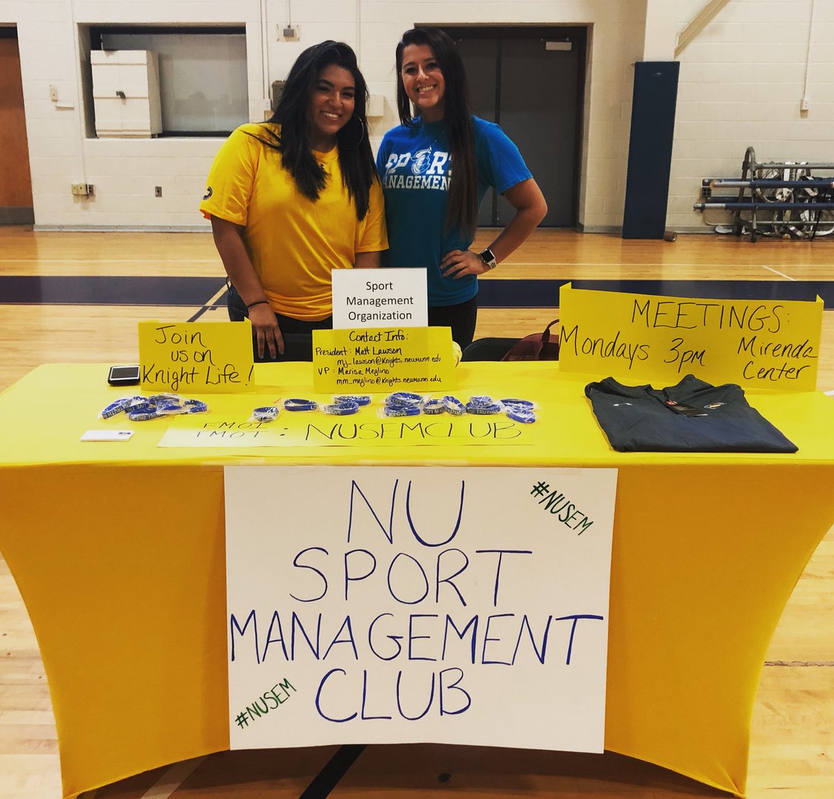 Come stop by the Sport Management Club table to today’s involvement fair! #WeAreNUSM #SportsBiz