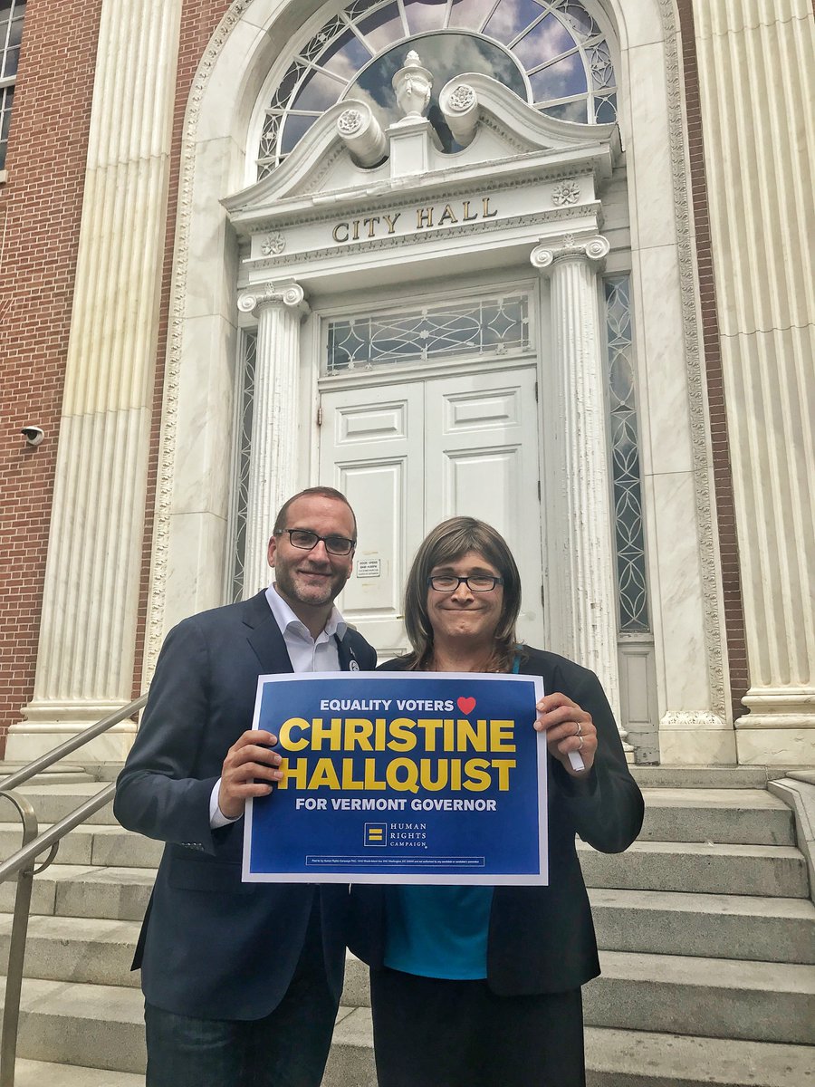 HRC President Chad Griffin with gubernatorial candidate Christine Hallquist.
