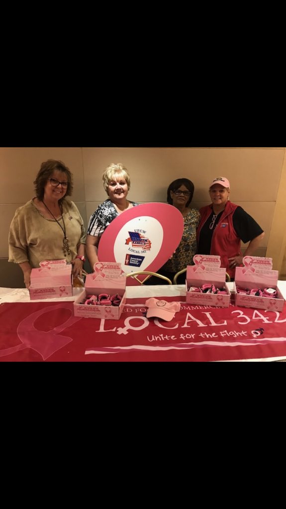UFCW342's tweet photo. “With the summer coming to a near, it is time to start to THINK PINK! August was full of making strides against breast cancer kickoff events hosted by the American Cancer Society. The walk will take place Sunday October 21st this year. https://t.co/iyYYobsYwG