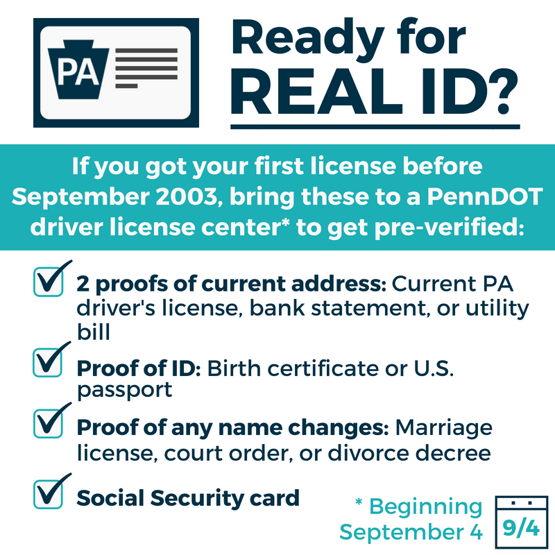 Pennsylvania on Twitter "REALID update If you got your first license BEFORE Sept. 2003, you