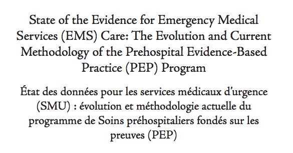 The PEP program is evolving and bringing EMS clinical care with it! We are excited to share with you our newest publication: longwoods.com/content/25548