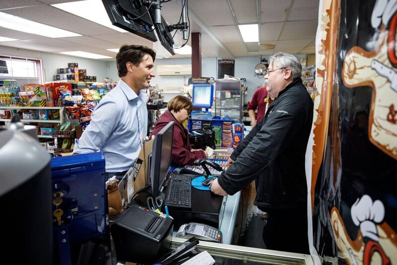 JustinTrudeau's tweet photo. When we celebrate #CStoreDay, we celebrate hardworking small business owners at the heart of communities across Canada - and raise money for @childrens_wish, too. Thanks to Commercial Variety in Timmins for having us today. https://t.co/JUcwvpn27W