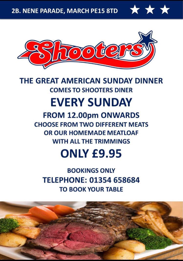 Shooters American Sunday Roast Dinners Return Soon......