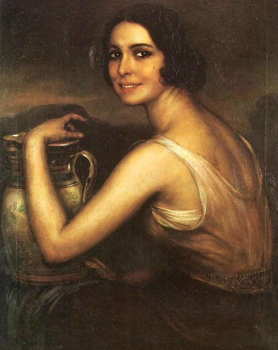 "Tus ojos me recuerdan las noches de verano, negras noches sin luna, orilla al mar salado, y el chispear de estrellas del cielo negro y bajo”
– Antonio Machado
#Niundíasinpoesía

Gitana con jarrón.
Julio Romero de Torres
#Arte