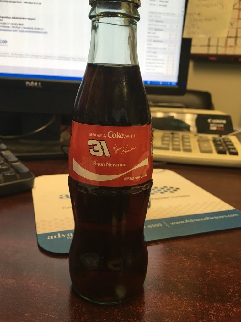 J_Berq's tweet photo. I got my @CocaColaRacing @RyanJNewman special edition coke bottle - I can’t decide whether to drink it or not.... https://t.co/SW65fYf0ZK