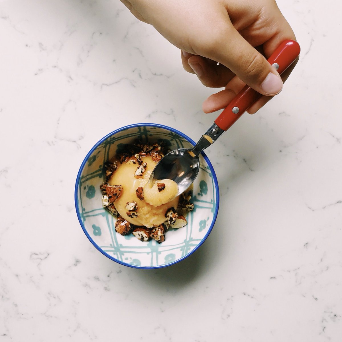 Get over the hump with our current dessert special, Vanilla Peach Sorbet! Made with fresh, local peaches and served with local honey and candied almonds. Perfect for a summer night... we're just sayin'! #basickitchen #charlestoneats #chseats