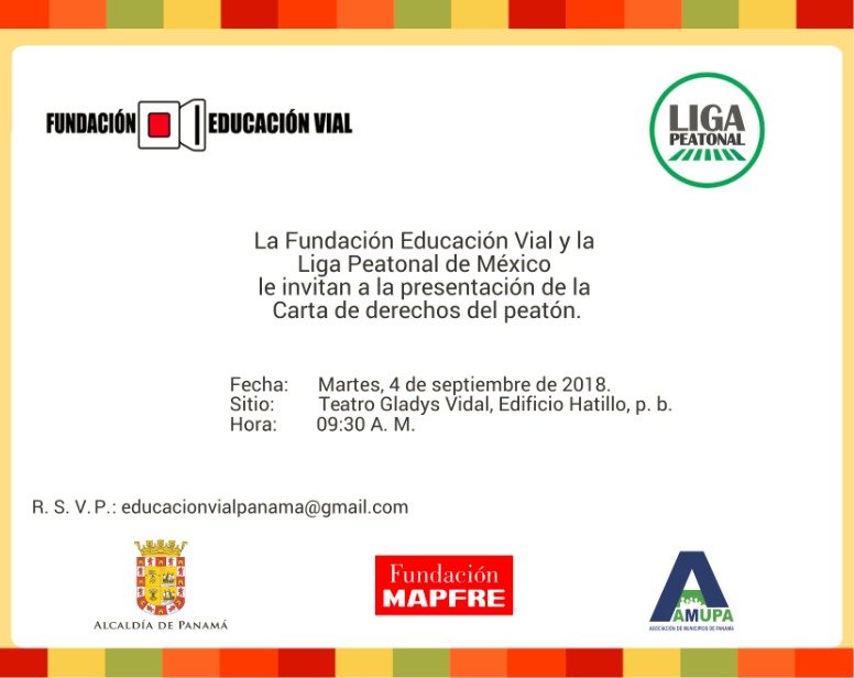 EducacionVialP's tweet image. Estaremos presentando al Carta de Derechos del Peatón a la Asoc. de Municipios de la República de Panamá, periodistas que deseen acompañarnos y sociedad civil en general. Gracias a la @LigaPeatonal