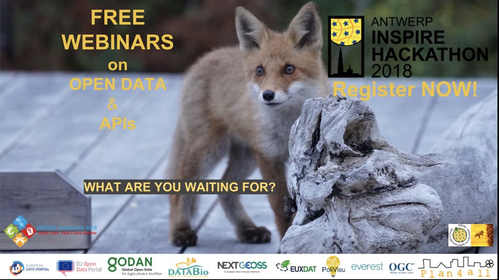 AGreenSpace's tweet image. During 3 days #INSPIREhackathon organizes 4 webinars about #OpenData &amp;amp; #APIs Make sure you do not miss out on this capacity building offer and join the webinars &amp;amp; the hackathon!