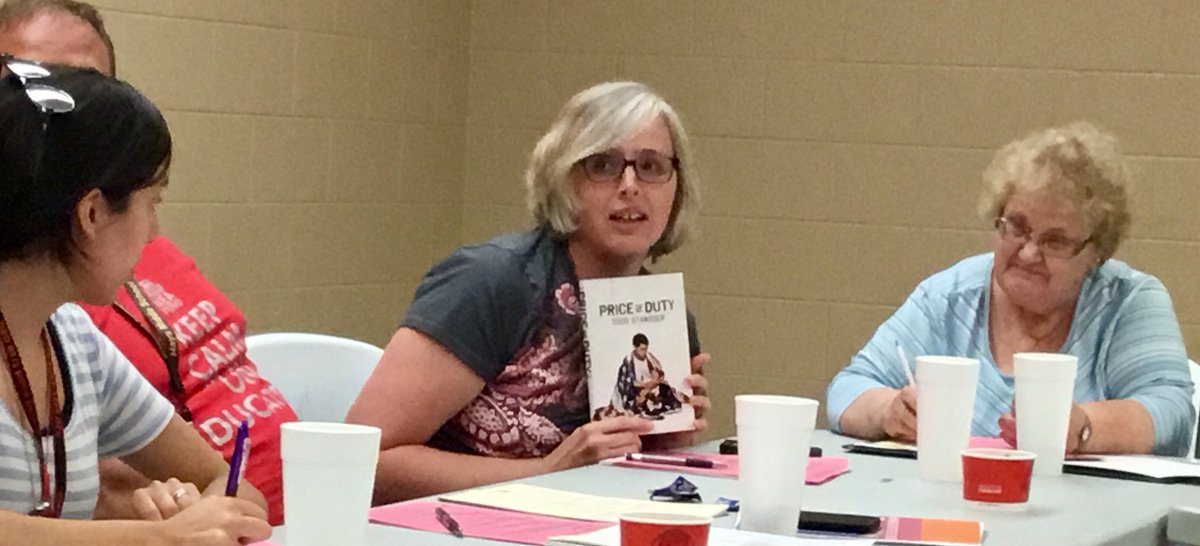 CUniserv's tweet photo. Cottonwood Reading Circle Commissioner Crystal Plante shares a new book she enjoyed. 
#knea #nea #RedForEd #cottonwood https://t.co/EFrnTTHLBF