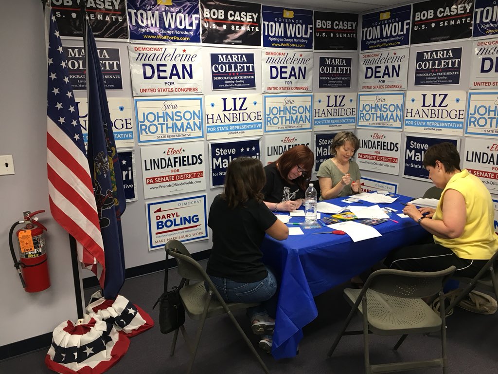 LizforPA's tweet photo. Thanks to everyone who stopped by our office this evening to write postcards to voters about the importance of voting this year! #LizForPA #TurnPABlue https://t.co/vRXLtMiF3V