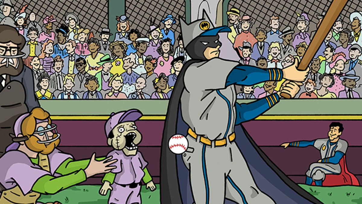 TheAVClub's tweet photo. Batman At Bat fan project sends the Dark Knight to the baseball diamond https://t.co/WqjMosw1ZQ https://t.co/S5t8UePbGq