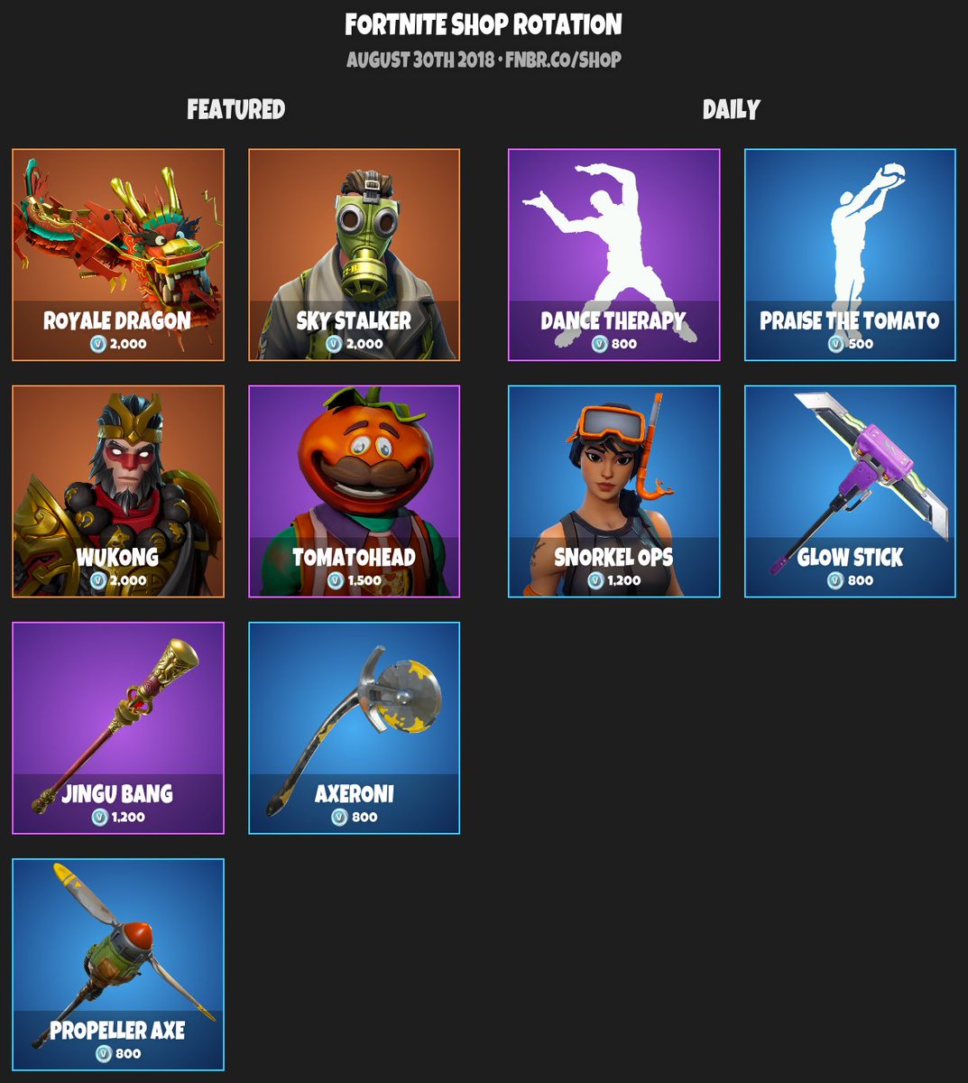 fortnite item shop august 30th 2018pic twitter com qsfx00253w - fortnite item shop august 27