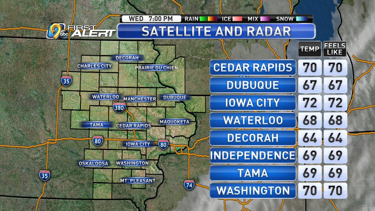 KCRG_FirstAlert's tweet image. Your current conditions and radar this hour.  #KCRGWX