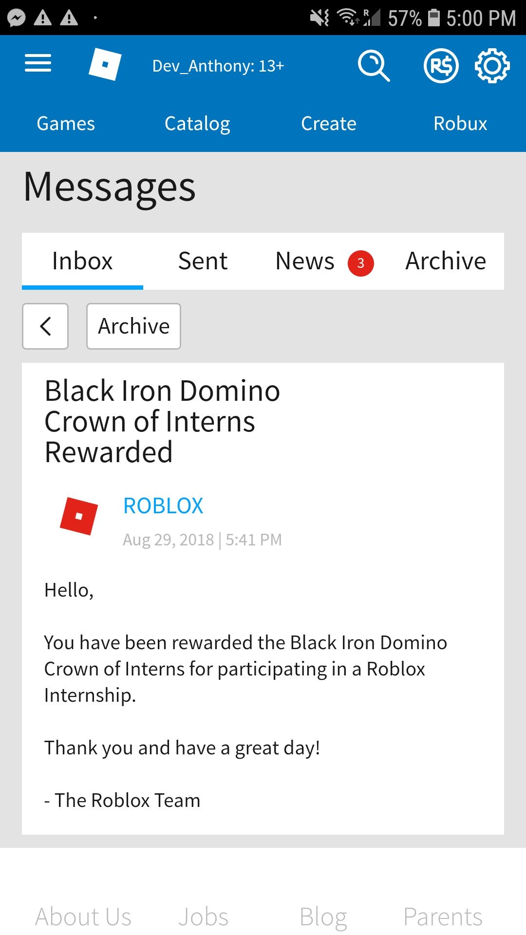 Dev Anthony On Twitter Woohoo - black iron domino crown of interns roblox