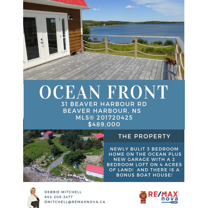 Build your own ocean playground in beautiful Beaver Harbour NS. Newly built home on the ocean, on 4 acres of land. All parts of this home has been built or rebuilt in the last couple years. Also included is a brand new garage with a two bedroom loft and a bonus boat house!!!!