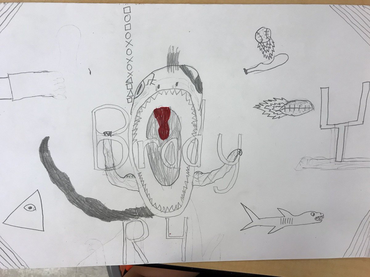 4th grade is incorporating ALL the Elements of Art into their portfolios! They are already off to a great start! These two decided to make portfolios that fit together! #greatplacetoworkandlearn