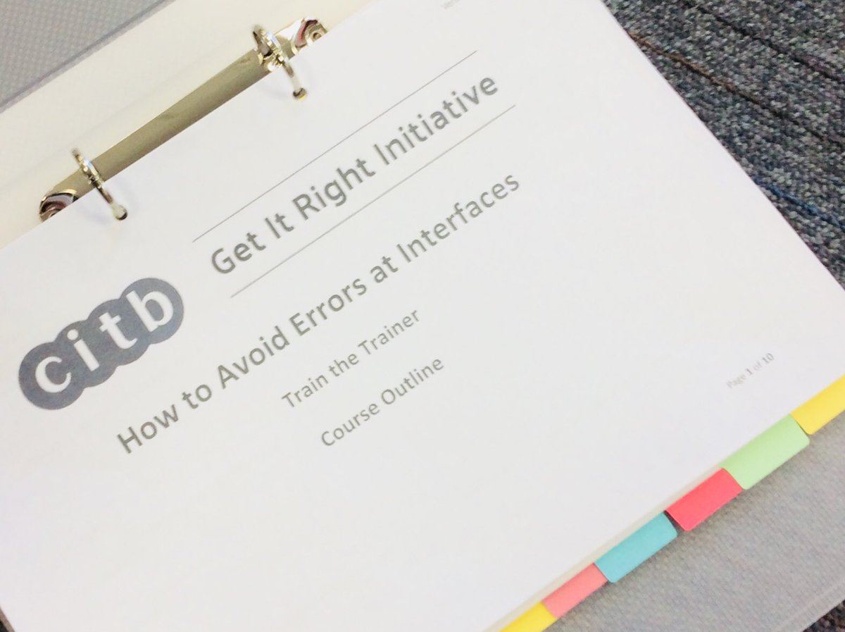 Day 1 of 2 complete for our pilot train the trainer session for the <a href="/GIRI_UK/">The Get It Right Initiative</a> Avoiding Errors at Interfaces course. Tomorrow participants do a dress rehearsal. <a href="/CITB_UK/">CITB</a>