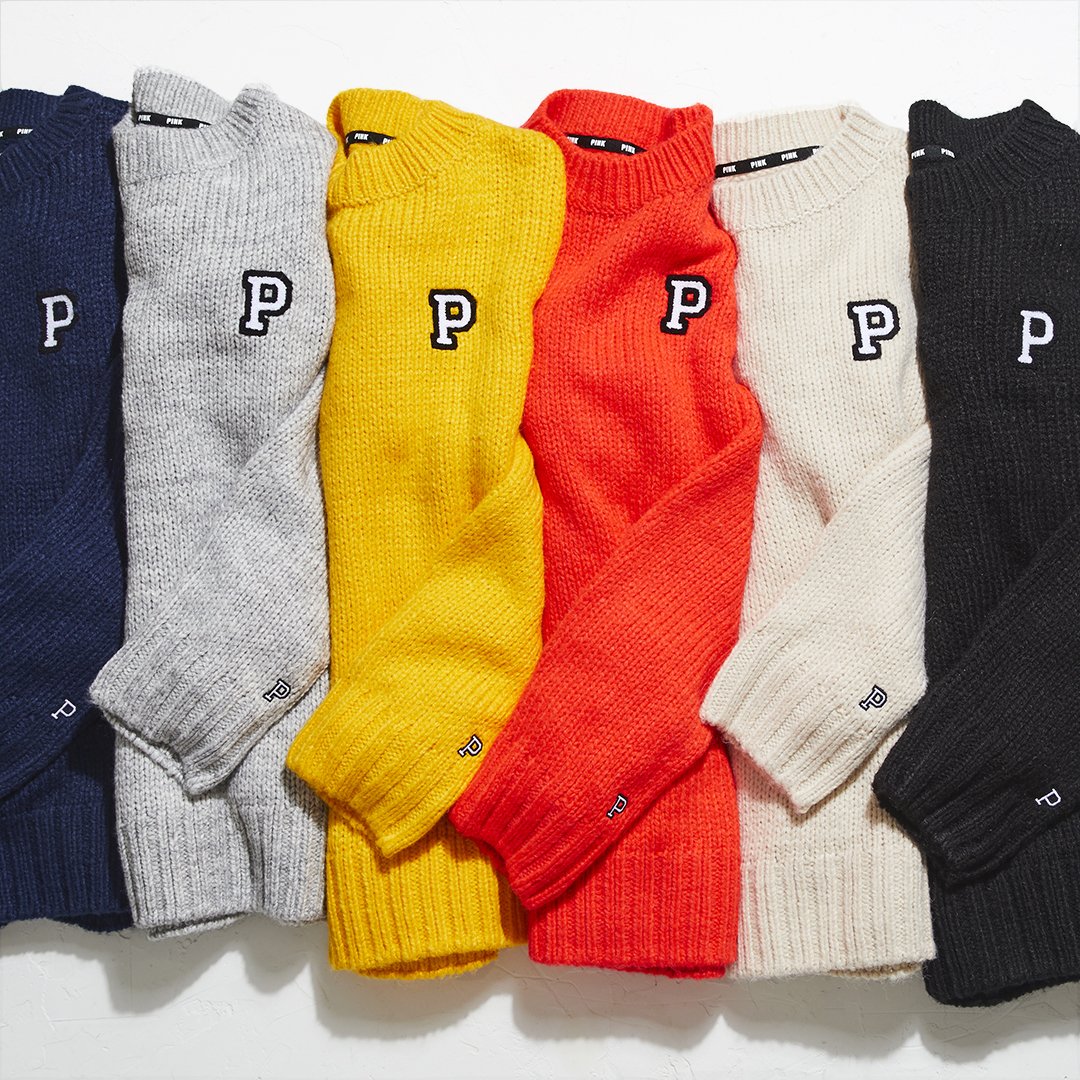 OMGEEEEEE! 😱 we’ve got Sweaters! Get this cute style only at VSPINK.com. s.vspink.com/HAS