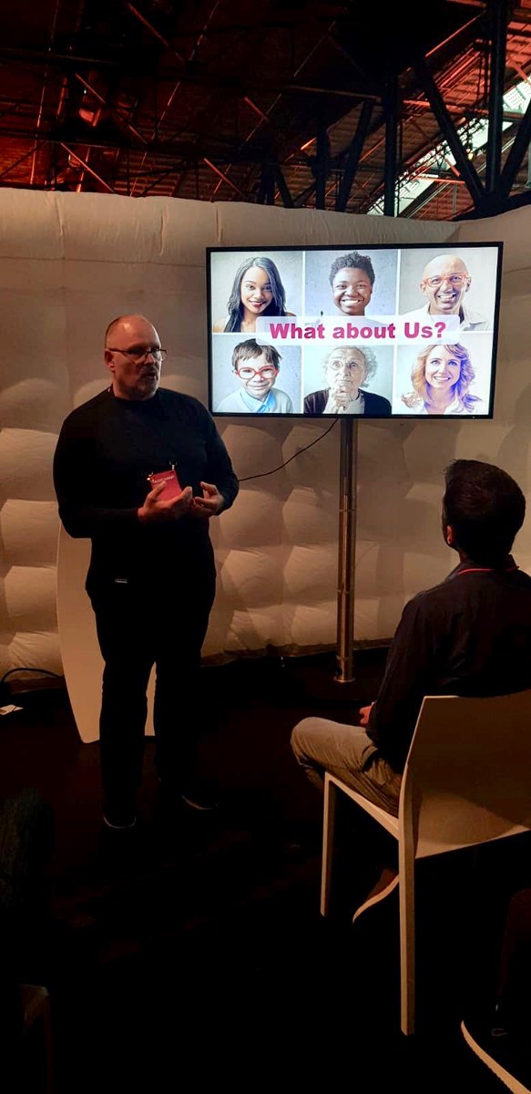 KimKLarsen's tweet photo. It’s easy to loose sights of You &amp; Me working on #AI! ⁦@ArunovElmar⁩ ⁦@viktoria_laufer⁩ and I hopefully changed some of that today at #telekom #TalentSummit2018! #telekomwall #bias #ethics #aiethics https://t.co/hVS7HFCkAL