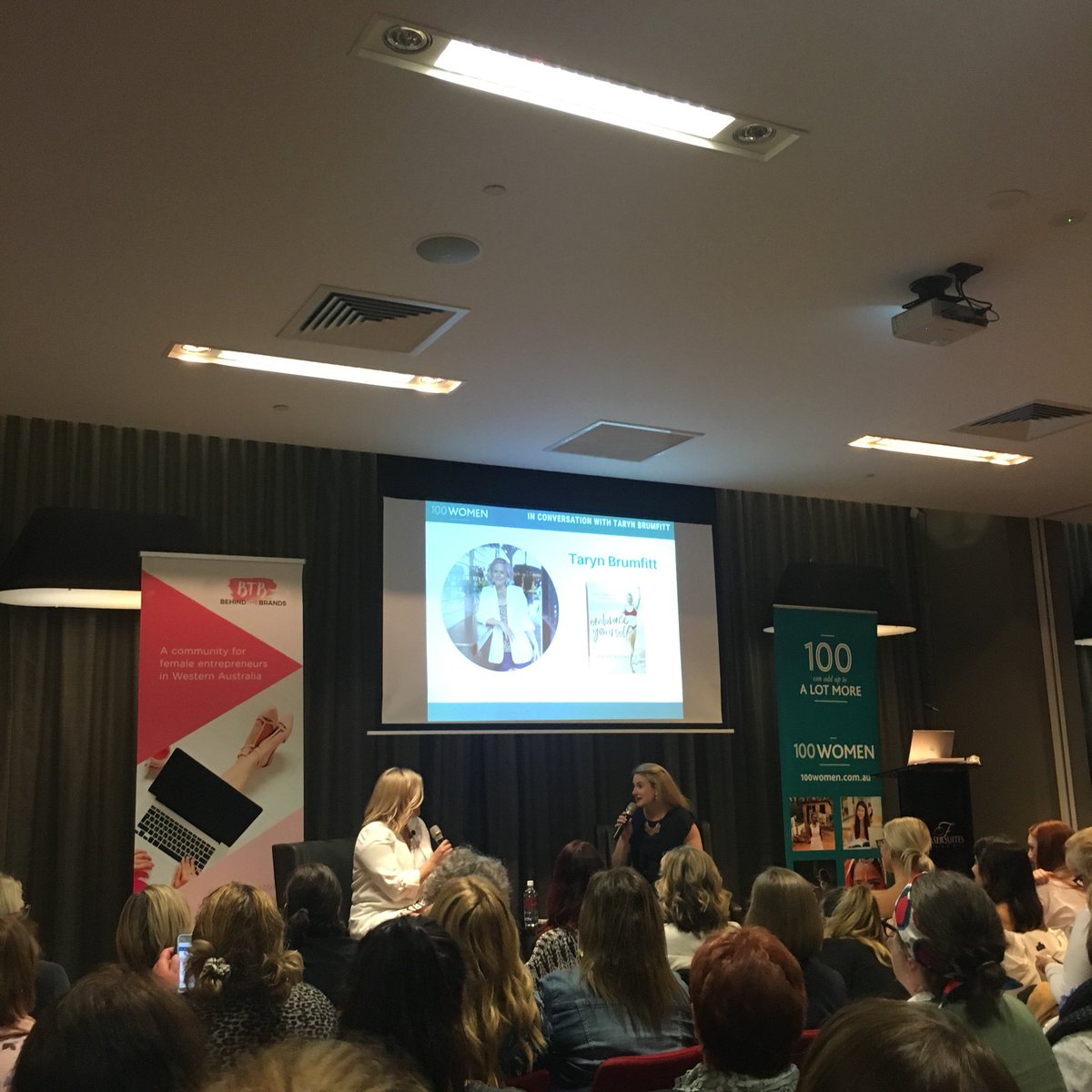 I’m Conversation with <a href="/tarynbrumfitt/">Taryn Brumfitt</a> getting into the nitty gritty topics tonight! #100women #perthwomen