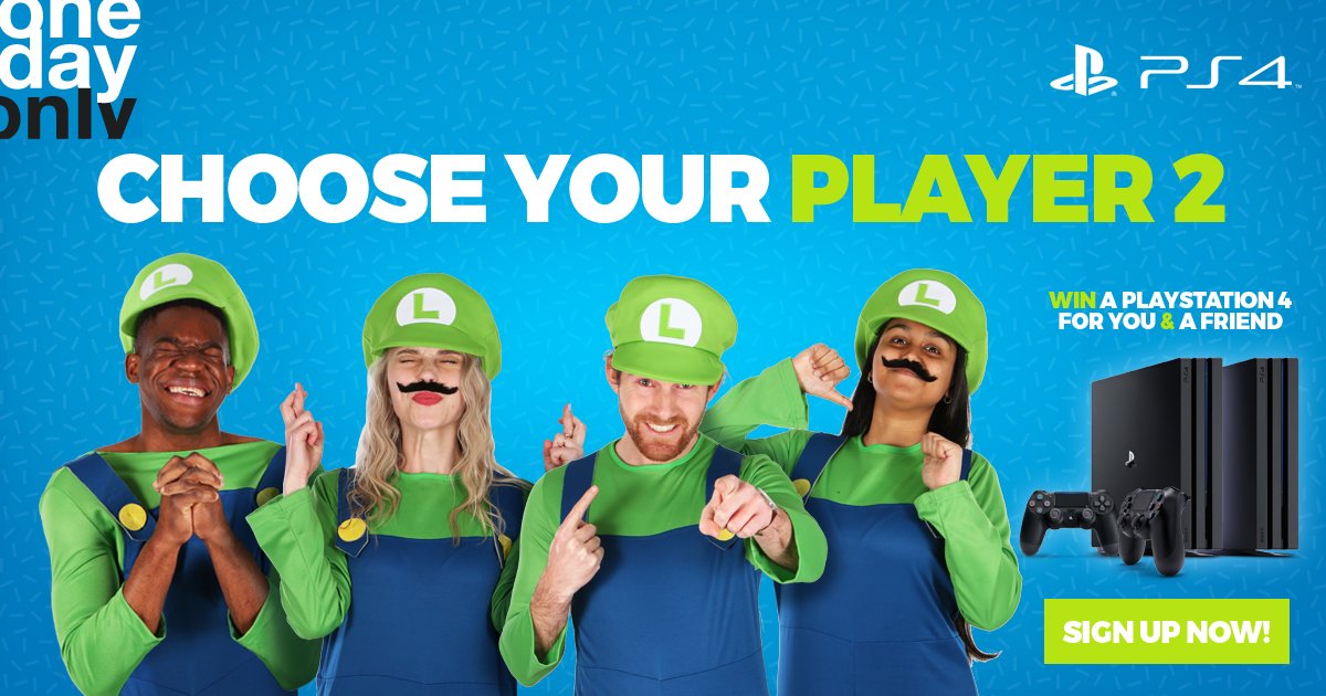 OneDayOnlycoza's tweet photo. Choose your player 2 and you could WIN a PlayStation 4 for you and a friend! Tag your player 2 and enter here: https://t.co/WOzWuZMUkB https://t.co/DjeAnACFQZ