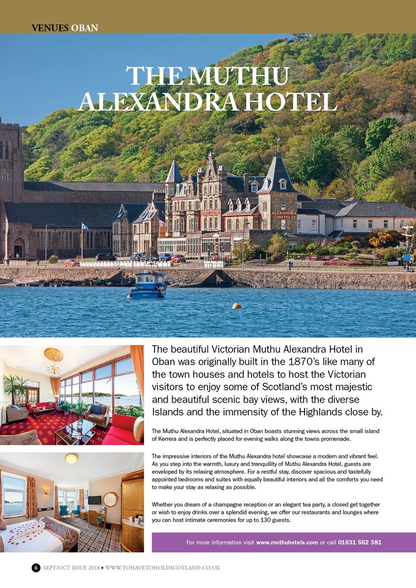 ToHaveToHolds's tweet image. Nestled between the lodgings of the Bishop of Argyll &amp;amp; the Isles and the Old Oban Baptist church, The Alexandra Hotel enjoys one of the most spectacular locations in Scotland.  Call 01631 562381 or visit muthuhotels.com