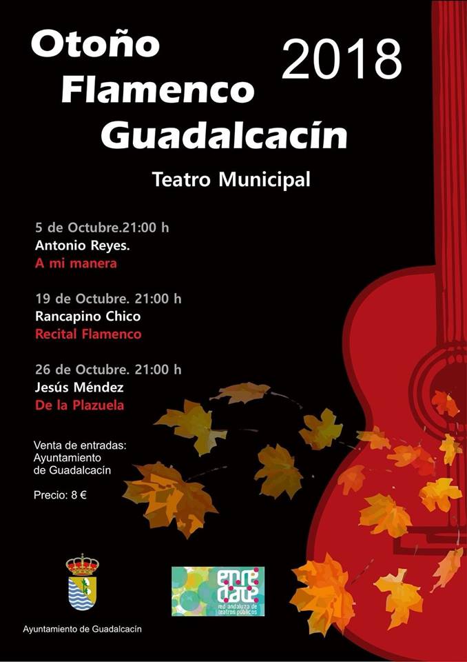 TurismoJerez's tweet image. #CULTURA: Programación Temporada de Otoño
📍 Teatro Municipal de Guadalcacín, Plaza Artesanía, Guadalcacín
🗓️ Octubre, Noviembre y Diciembre 2018
RESERVAS 📩  guadalcacin.ela@gmail.com y Ayuntamiento de Guadalcacín 📞 956 929 082 para Ciclo flamenco
➡️ goo.gl/ENQbVU