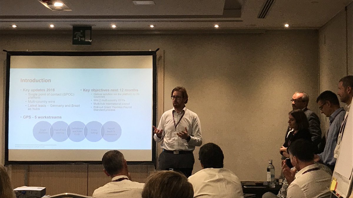 FergusCondon's tweet photo. Great to see @GerardWalsh21 from @GrantThorntonIE presenting our Global Payroll Solutions at the #BPS18 conference in Barcelona! https://t.co/2iwcZxlpEG