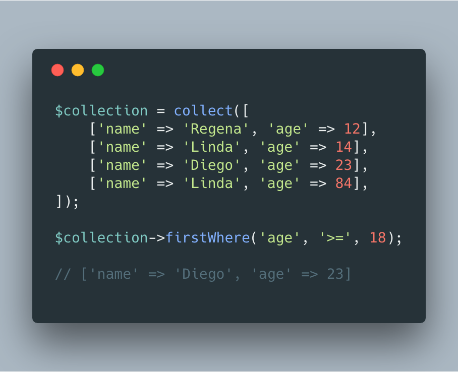 GlennKimbleJr's tweet image. 🔥 #LaravelTip The firstWhere method on a collection returns the first element with the given key / value pair.
