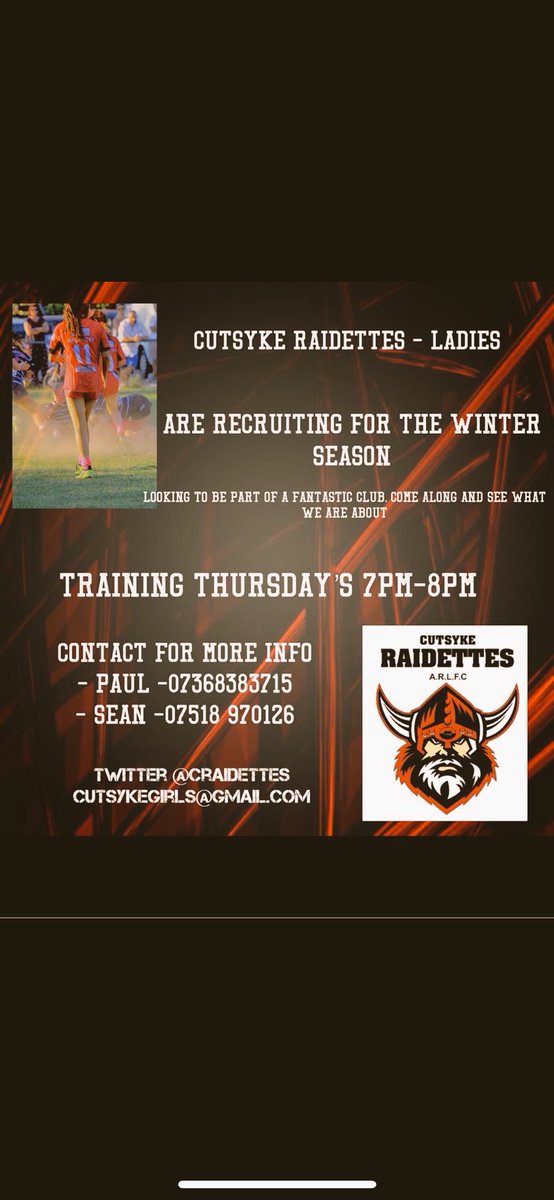 Cutsyke ladies are looking for old and new players to join us 👍🏼