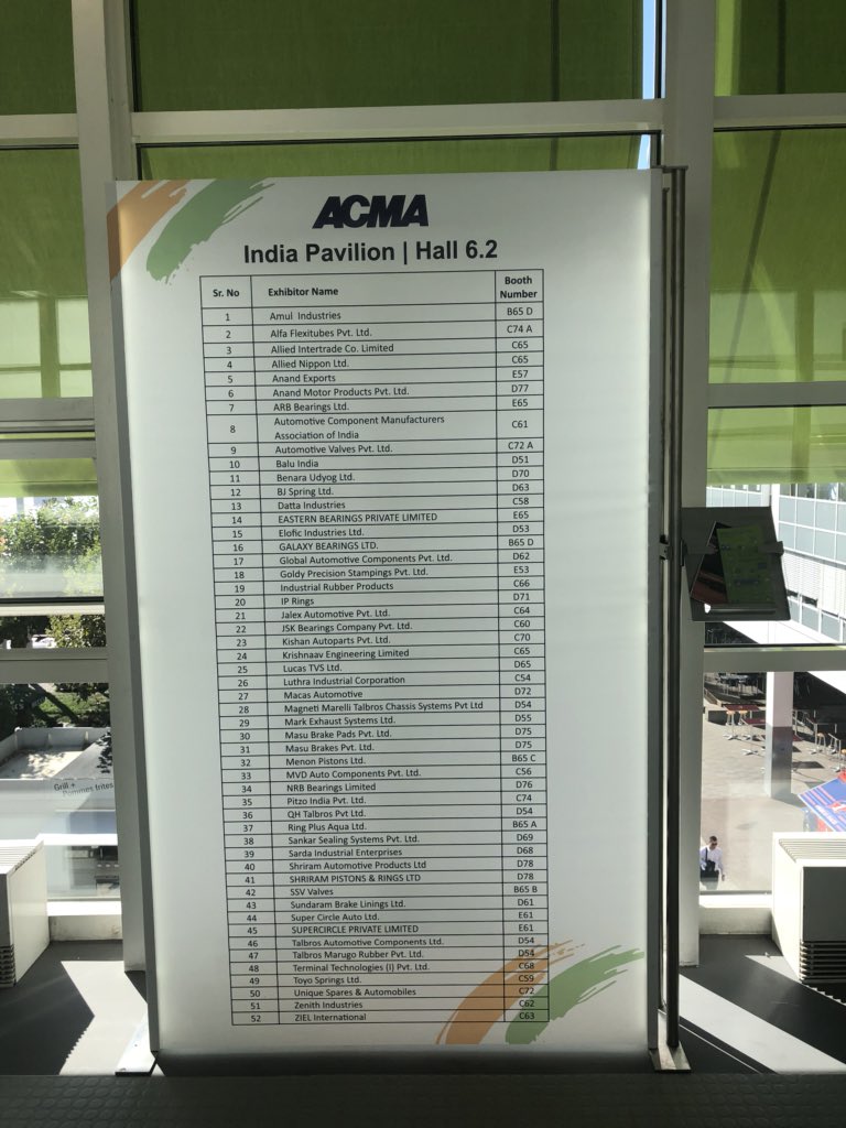 ACMAIndia's tweet photo. Do not miss the chance to explore the widest range of ‘Made in India’ Aftermarket products on display by 52 Indian exhibitions at Hall No. 6.2. #25AMF #AMF2018 #Automechanika2018 https://t.co/oscCb3piR3